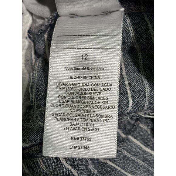 Striped Linen Blend Wide-Leg Pants By Laundry By Shelli Segal Size 12 - Picture 5 of 10